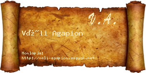 Váli Agapion névjegykártya